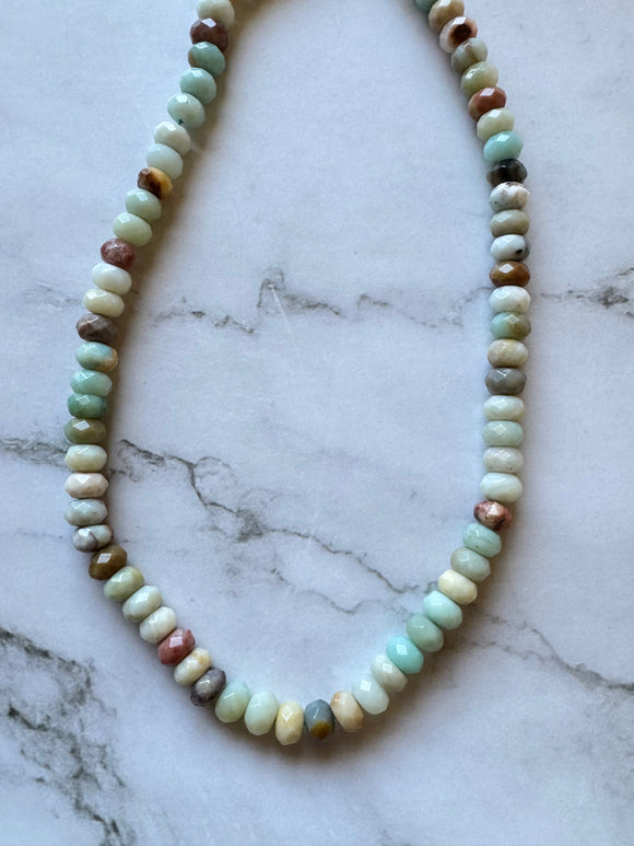 SAMPLE SALE Faceted Amazonite Beaded Necklace