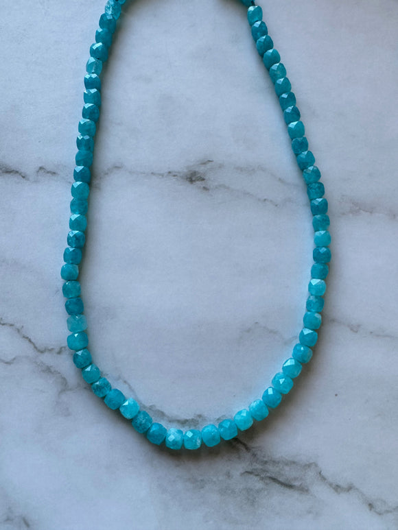 SAMPLE SALE  Apatite Cube Beaded Necklace