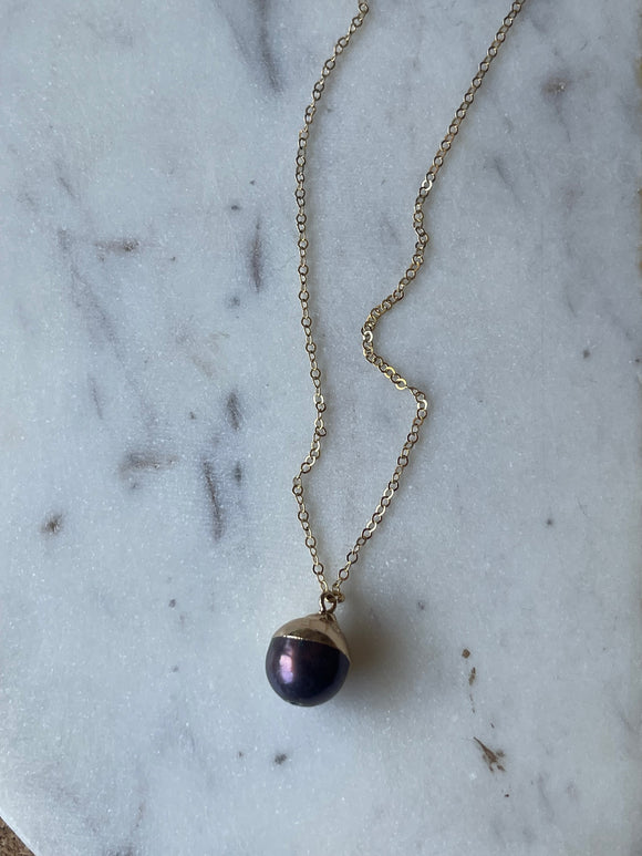 Baroque Black Pearl Necklace - Jessica Matrasko Jewelry