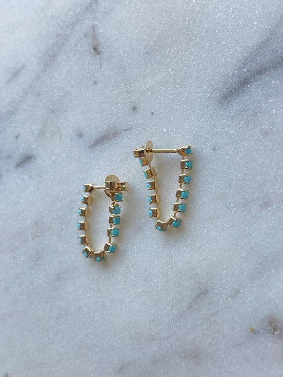Turquoise Drop Huggie Earrings - Jessica Matrasko Jewelry